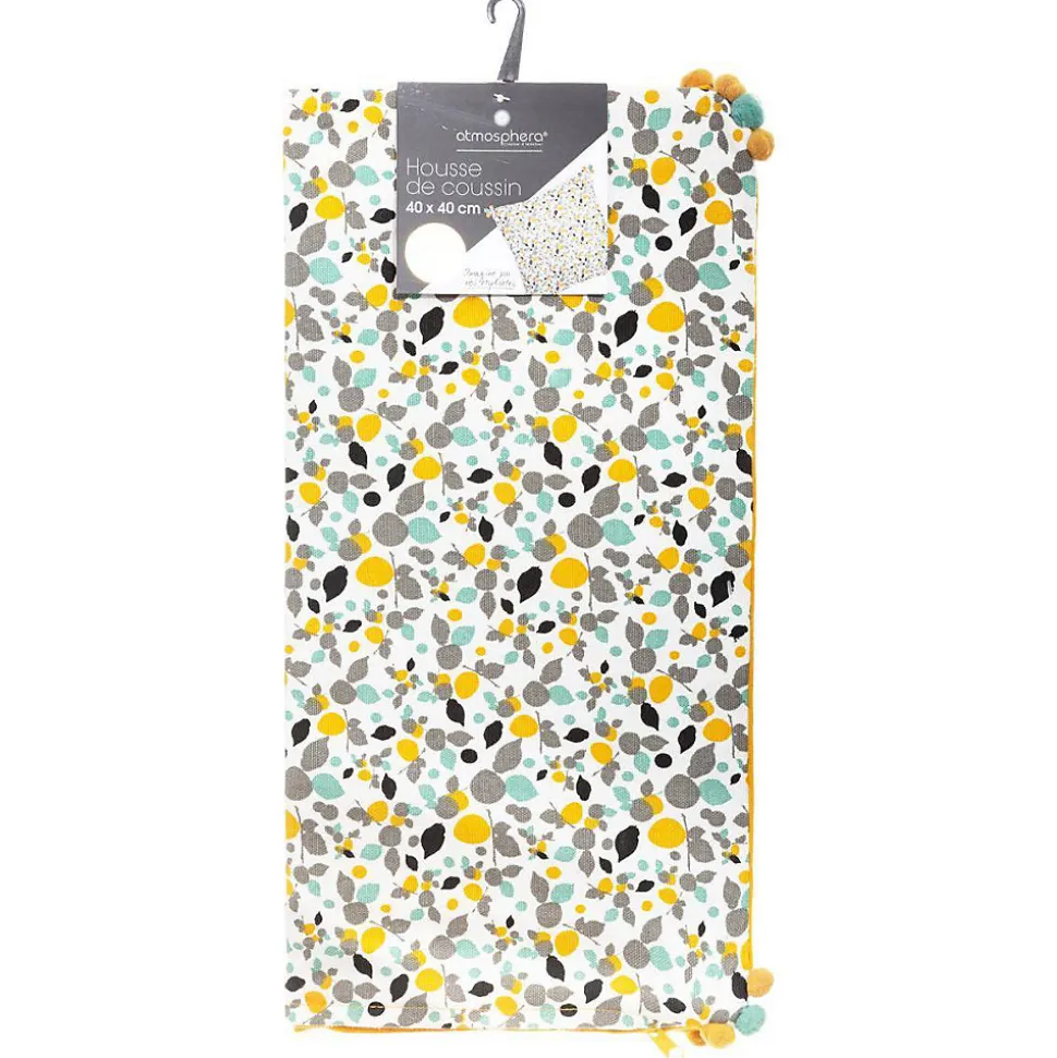 Housse de coussin Razzo - coton et pompons - 40x40 cm - Atmosphera