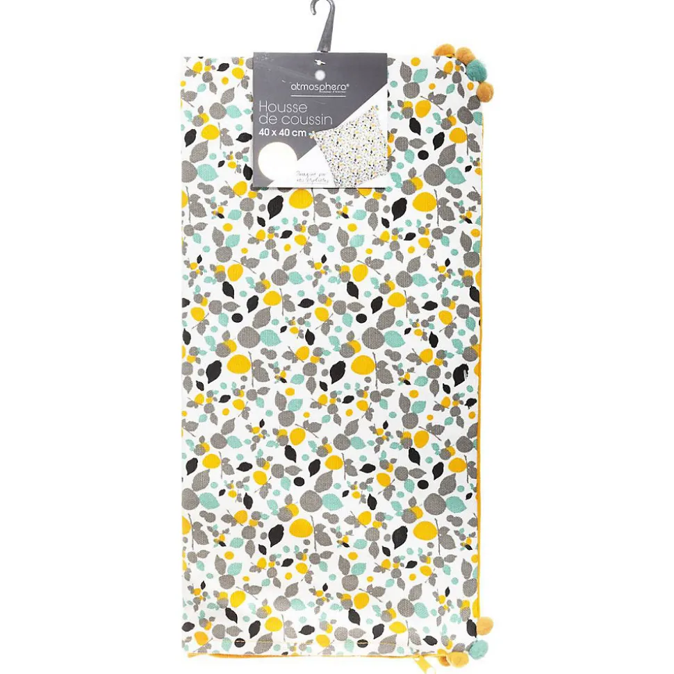 Housse de coussin Razzo - coton et pompons - 40x40 cm - Atmosphera