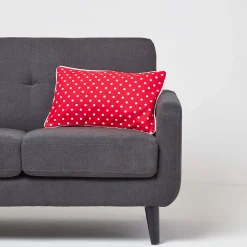 Housse de coussin rouge à pois en coton, 30 x 50 cm - HOMESCAPES