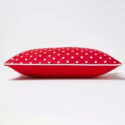 Housse de coussin rouge à pois en coton, 30 x 50 cm - HOMESCAPES