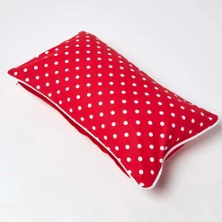 Housse de coussin rouge à pois en coton, 30 x 50 cm - HOMESCAPES