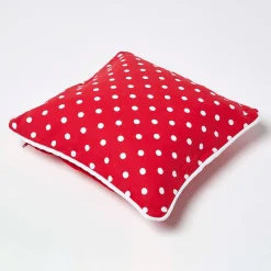 Housse de coussin rouge à pois en coton, 30 x 30 cm - HOMESCAPES