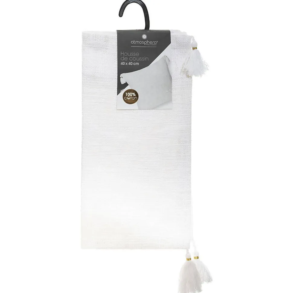Housse de coussin Slub - coton - blanc - 40x40 cm - Atmosphera