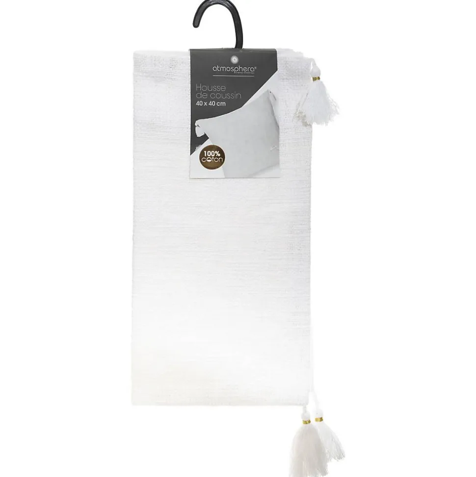 Housse de coussin Slub - coton - blanc - 40x40 cm - Atmosphera