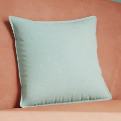 Housse de coussin uni bleu céladon L.45 x l.45cm