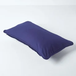 Housse de coussin uni bleu marine, 30 x 50 cm - HOMESCAPES