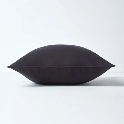 Housse de coussin uni noir, 30 x 50 cm - HOMESCAPES
