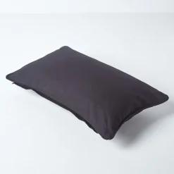 Housse de coussin uni noir, 30 x 50 cm - HOMESCAPES