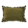 Housse de coussin uni vert à volants 30 x 50 Ornami