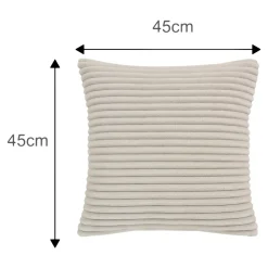 Housse de coussin velours cotelé Cuban blanc cassé l.45 x H.45cm GoodHome