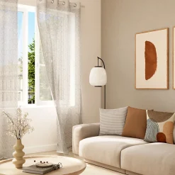 Housse de coussin velours cotelé Cuban blanc cassé l.45 x H.45cm GoodHome