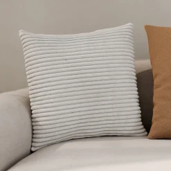 Housse de coussin velours cotelé Cuban blanc cassé l.45 x H.45cm GoodHome