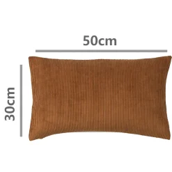 Housse de coussin velours cotelé Akola marron l.50 x H.30cm GoodHome