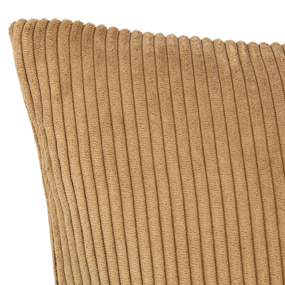 Housse de coussin velours cotelé Akola marron camel l.50 x H.30cm GoodHome