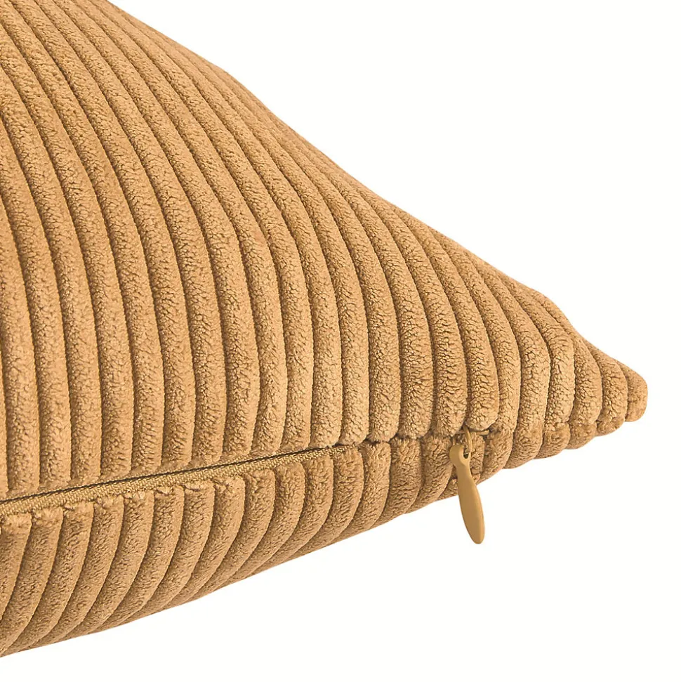 Housse de coussin velours cotelé Akola marron camel l.50 x H.30cm GoodHome