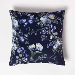 Housse de coussin violet magnolias, 46 x 46 cm - HOMESCAPES