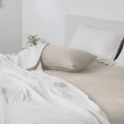 Housse de coussin 40x60 cm coton collection PAROS beige ficelle