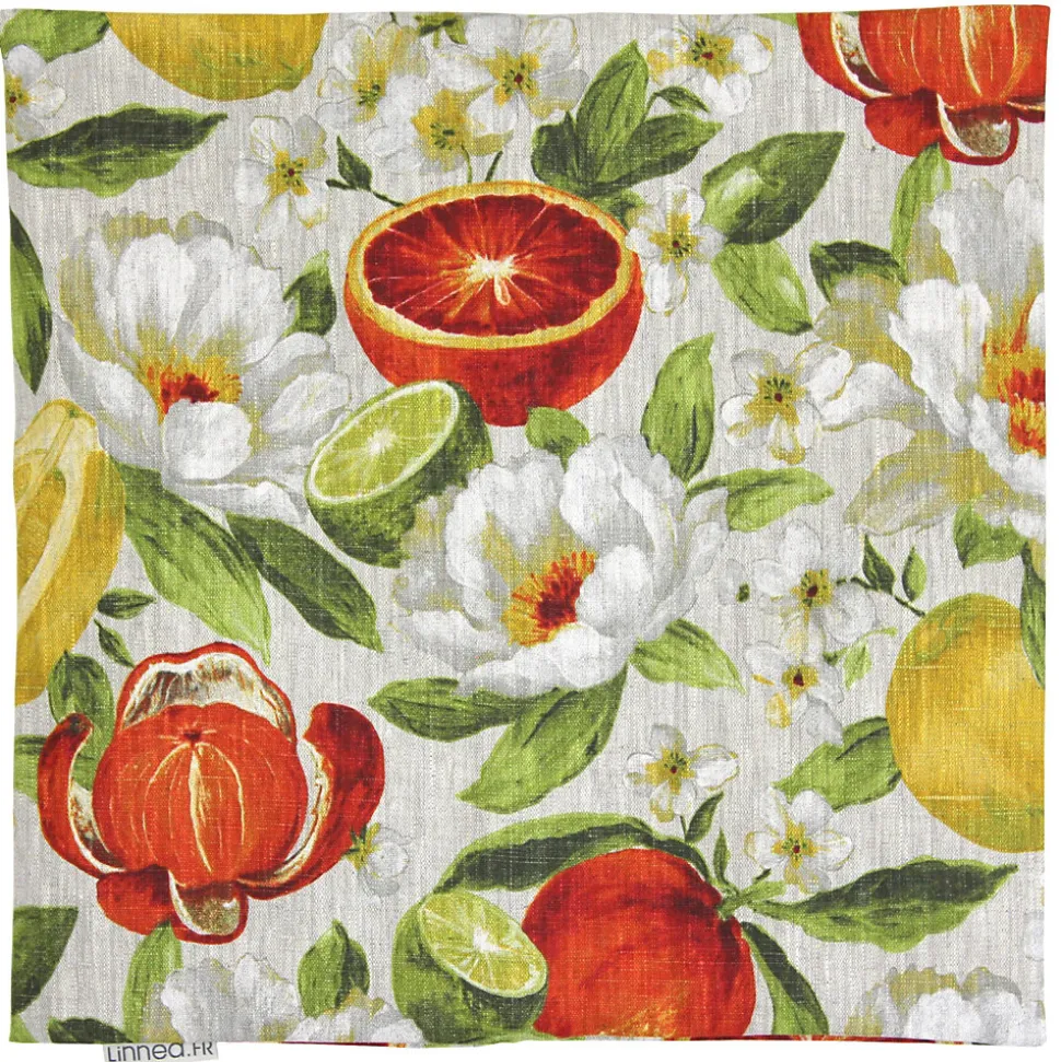 Housse de coussin 45x45 cm GALLINA Agrumes 100% Lin