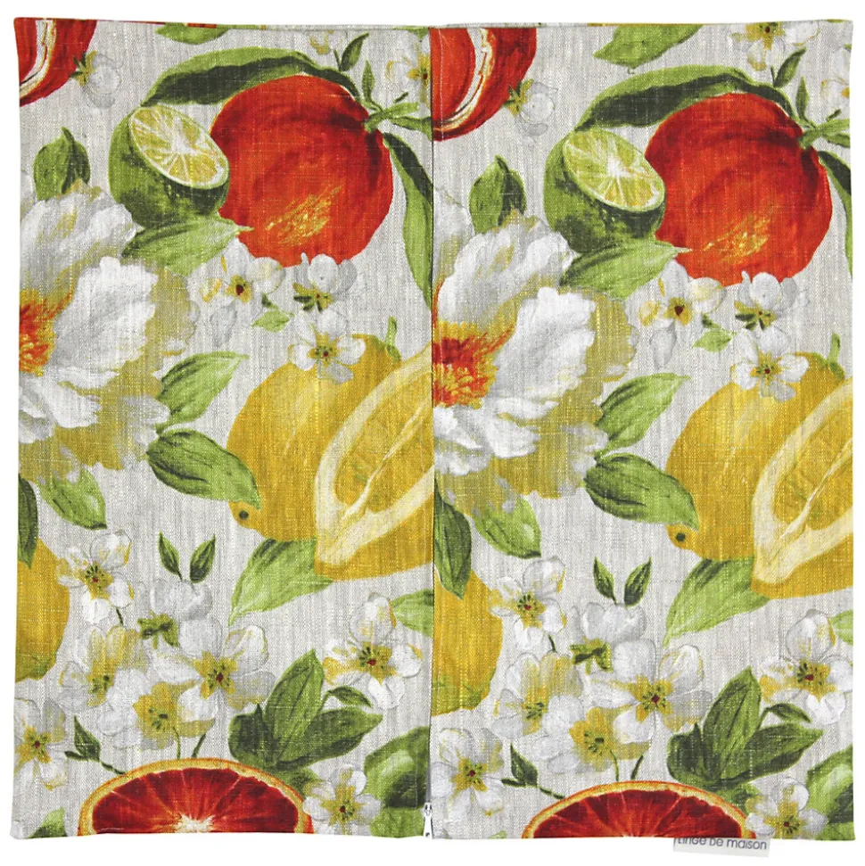 Housse de coussin 45x45 cm GALLINA Agrumes 100% Lin