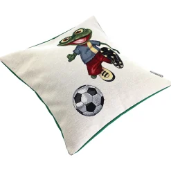 Housse de coussin 45x45 cm GRAZIE Grenouille footballeuse polycoton acrylique
