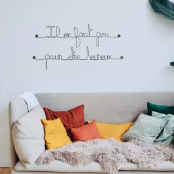 Il en faut peu pour être heureux - Sculpture fil de fer 50-60 cm - Bijoux de mur