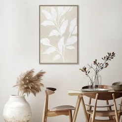 Image encadrée branche floral blanc et beige l.60 x H.90 cm Dada Art