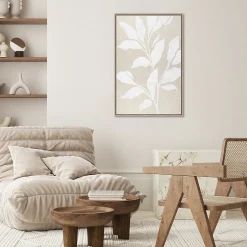 Image encadrée branche floral blanc et beige l.60 x H.90 cm Dada Art