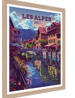 Image encadrée canaux d'Annecy multicouleurs l.30 x H.40cm Dada Art
