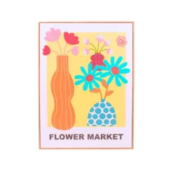 Image encadrée colorée avec fleurs brodées 45x60cm