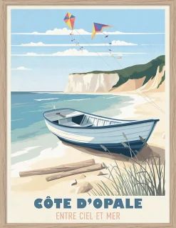 Image encadrée côte d'opale entre ciel et mer Dada Art cadre en bois 30x40 cm