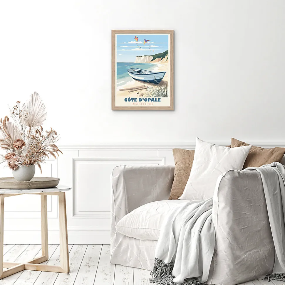 Image encadrée côte d'opale entre ciel et mer Dada Art cadre en bois 30x40 cm