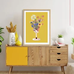 Image encadrée fleurs jaune l.33 x L.43 cm