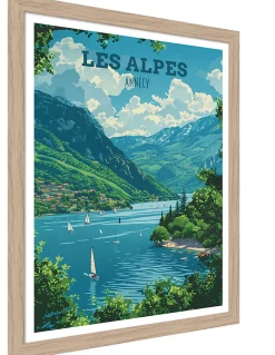 Image encadrée lac d'Annecy blanc, bleu, vert l.30 x H.40cm Dada Art