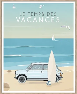 Image encadrée le temps des vacances Dada Art cadre noir 40x50 cm
