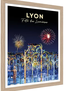 Image encadrée Lyon fête des lumières multicouleurs l.30 x H.40cm Dada Art