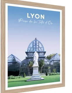 Image encadrée Lyon parc de la tête d'or bleu, blanc l.30 x H.40cm Dada Art