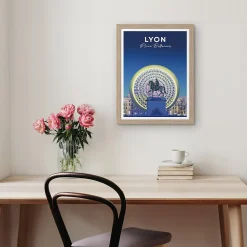 Image encadrée Lyon place Bellecour l.30 x H.40cm Dada Art