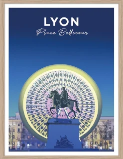 Image encadrée Lyon place Bellecour l.30 x H.40cm Dada Art