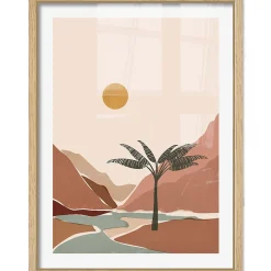 Image encadrée oasis du désert beige et terracotta l.33 x H.43 cm CM creation