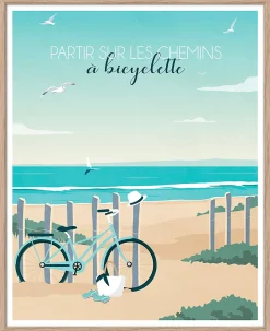 Image encadrée partir sur les chemins à bicyclette Dada Art 40x50 cm
