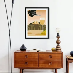 Image encadrée paysage touristique jaune l.43 x L.53 cm