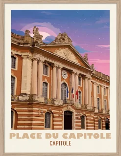 Image encadrée place du Capitole Toulouse l.30 x H. 40cm Dada Art