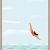 Image encadrée plongeon Dada Art l.30 x H.40 cm bleu