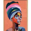 Image encadrée portrait de femme orange l.43 x L.53 cm