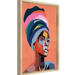 Image encadrée portrait de femme orange l.43 x L.53 cm