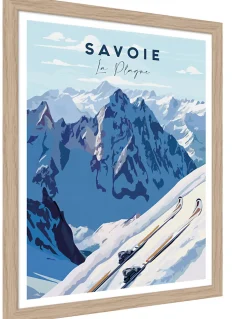 Image encadrée Savoie la Plagne bleu, blanc l.30 x H.40cm Dada Art