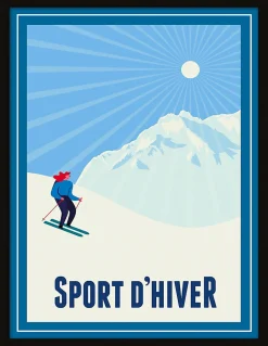 Image encadrée sport d'hiver Dada Art cadre noir 30x40 cm
