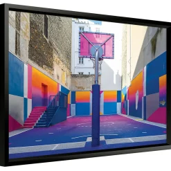 Image encadrée terrain de basket multicolore l.43 x L.53 cm