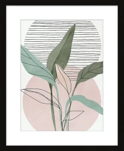 Image encadrée tiges floral rose et vert l.24 x H.30 cm Dada Art