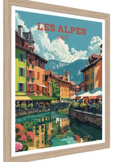 Image encadrée ville d'Annecy multicouleurs l.30 x H.40cm Dada Art